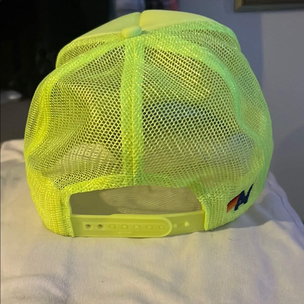 AVIATOR NATION LIMITED EDITION RECYCLE PATCH NEON YELLOW TRUCKER HAT - Picture 3 of 7